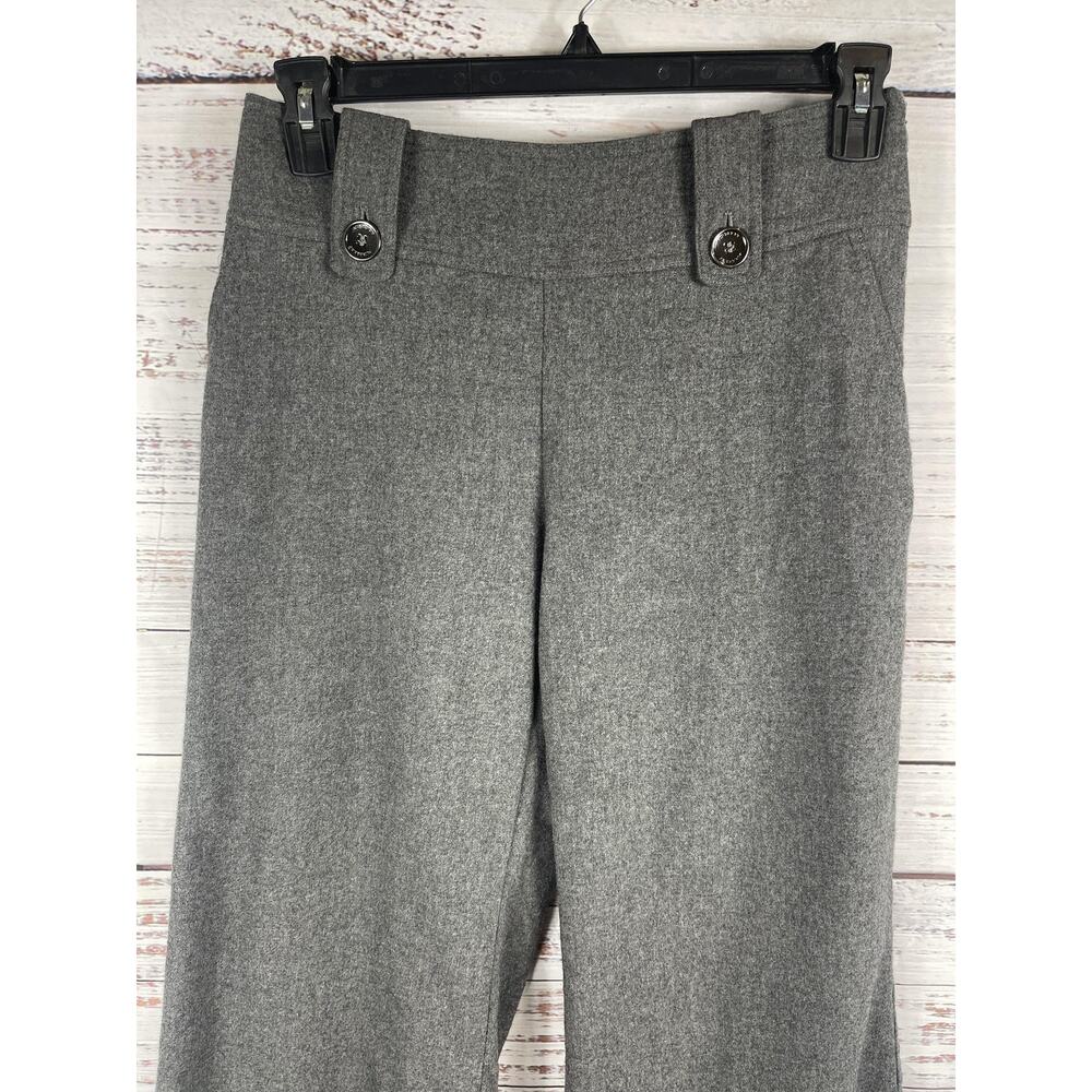 Burberry London Pants Women's M Gray Wool Blend Wide Leg Cropped Button Detail - Picture 3 of 9